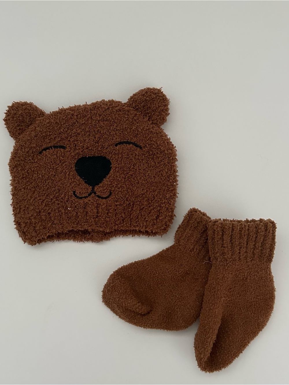 Cozy Brown Bear Beanie and Socks Set for Babies
